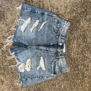 Distressed Blue Denim Shorts